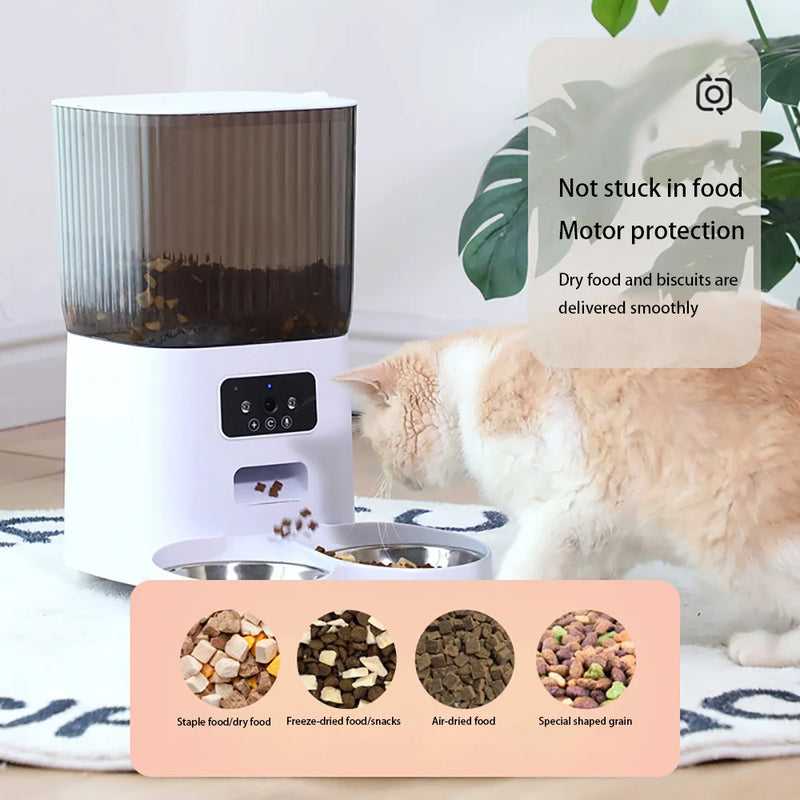 Load image into Gallery viewer, 5L Double Bowls Smart Automatic Cat Feeder With Camera Cat Dry Food Video Dispenser Pet Smart Voice Recorder Auto Feeder For Dog

