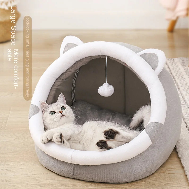 Load image into Gallery viewer, Bed For Cats Pet Basket Cat Bed Cozy Kitten Cushion Cat&#39;s House Tent Soft Warm Small Dog Mat Bag Washable Beds And Furniture
