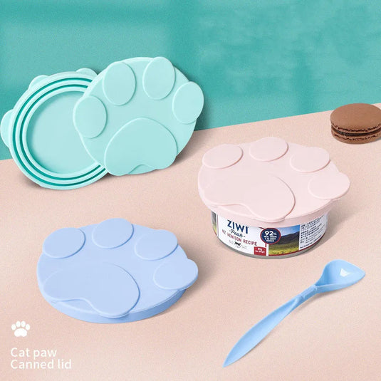 Portable Silicone Dog Cat Canned Lid 2-in-1Food Sealer Spoon Pet Food Cover Storage Fresh-keeping Lids Bowl Dog Accessories