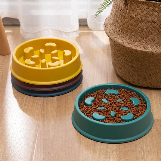 Pet Dogs and Cats Slow Food Bowl Puzzle Non-Choking Non-Slip Slow Feeder Thickened Plastic Plate Bowl Pet Feeding Bowl