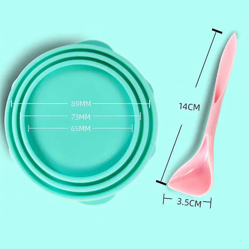 Load image into Gallery viewer, Portable Silicone Dog Cat Canned Lid 2-in-1Food Sealer Spoon Pet Food Cover Storage Fresh-keeping Lids Bowl Dog Accessories
