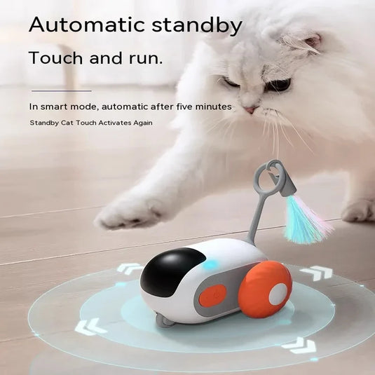 Smart Cat Toy Car Remote Control Running Car Cat Toys Interactive Cat Sticks Teaser Feather Dual Modes Electric Pet Cat Toys