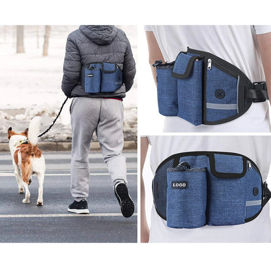 Dog Walking Bags Training Pet Treat Bag Fanny Pack Hands-Free Candy Pouch Bungee Leash Dog Feed Bowls Storage Water Cup