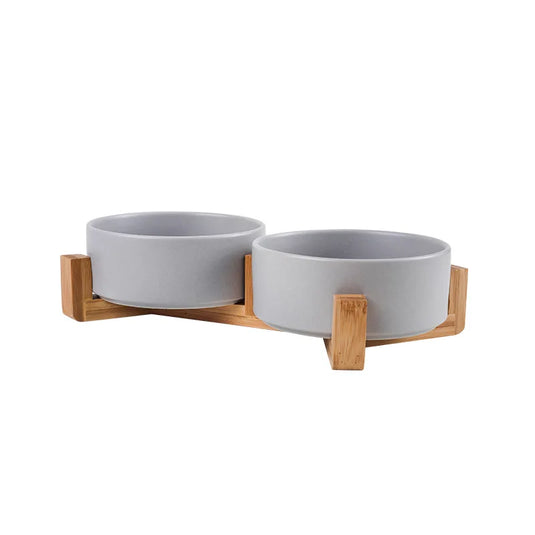Dog Bowl Cat Food Water Bowls with Wood Stand No Spill Large Feeder Dish for Dogs Cats Feeding Puppy Pet Ceramic Supplies