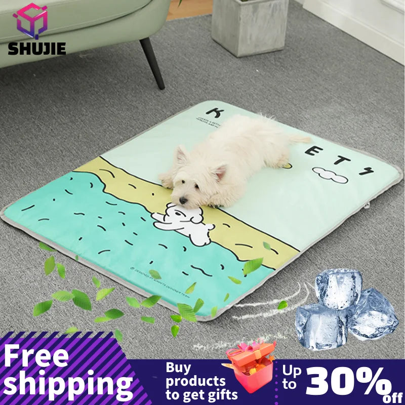Load image into Gallery viewer, Dog Cooling Mat Summer Pet Self Cooling Pad with Non-Slip Bottom Cat Bed Mat for Small Medium Large Dogs Indoor Dog Crate Mat
